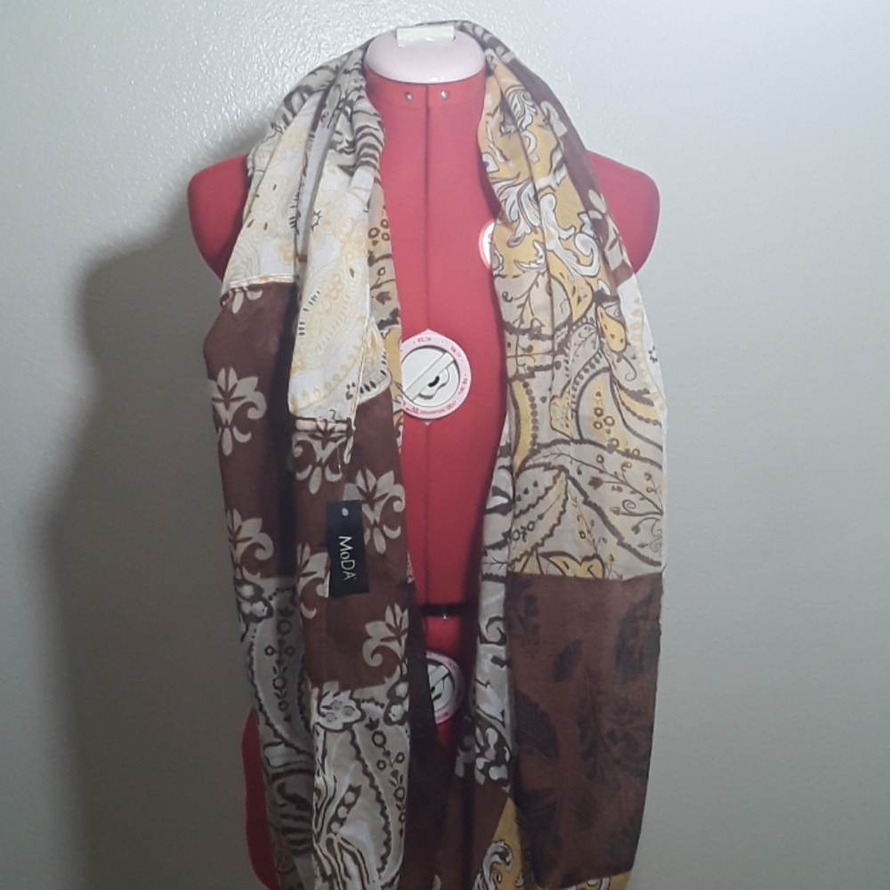 moDA yellow and brown infinity scarf